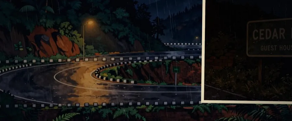 Version 3: a painted ghat road with an inset sign