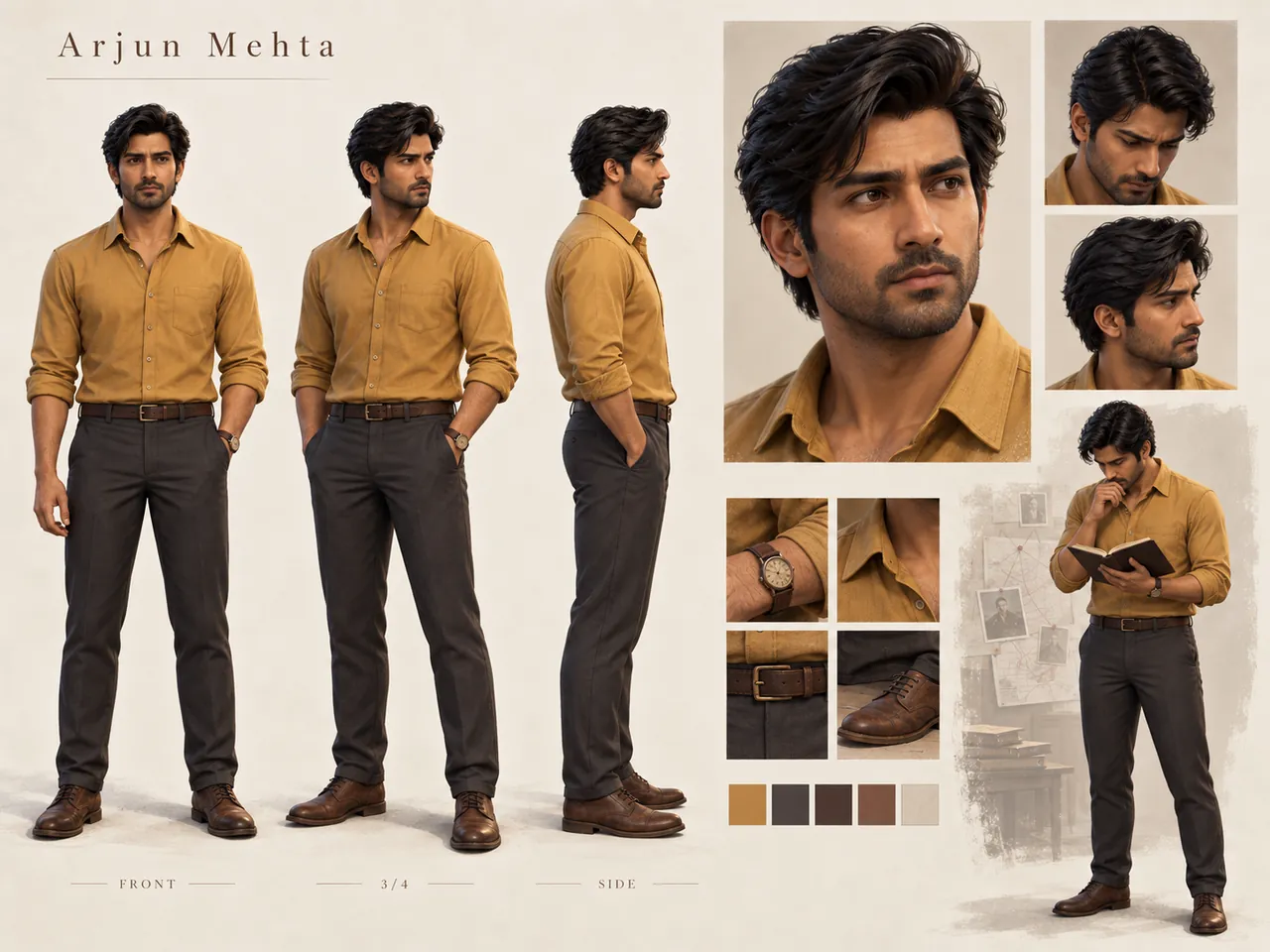 An early character board with a realistic human lead
