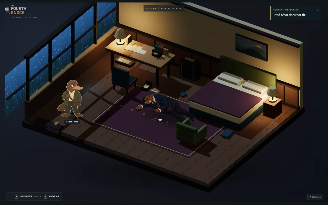 An earlier build: Victor’s room floating as a standalone set in a dark void